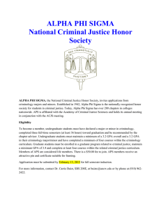 ALPHA PHI SIGMA National Criminal Justice Honor Society