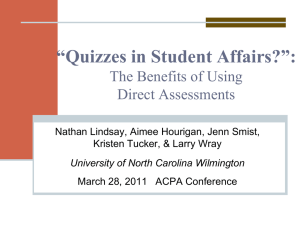 “Quizzes in Student Affairs?”: The Benefits of Using Direct Assessments