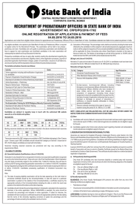 RECRUITMENT OF PROBATIONARY OFFICERS IN STATE BANK OF INDIA