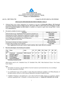 ALLAHABAD BANK (A Government of India Undertaking) Website: www.allahabadbank.in Advt No. : RECT/2016-17/01