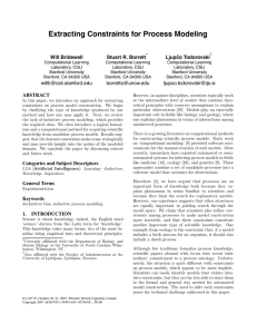 Extracting Constraints for Process Modeling Will Bridewell Stuart R. Borrett Ljup ˇco Todorovski