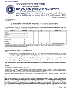 RECRUITMENT OF 509 ADMINISTRATIVE OFFICERS (SCALE-I) IN THE NEW INDIA...
