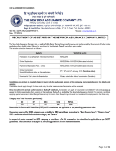 RECRUITMENT OF ASSISTANTS IN THE NEW INDIA ASSURANCE COMPANY LIMITED