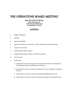 VRE OPERATIONS BOARD MEETING AGENDA June 20, 2014 9:30 am