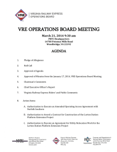 VRE OPERATIONS BOARD MEETING AGENDA March 21, 2014 9:30 am
