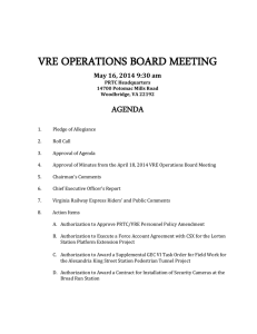 VRE OPERATIONS BOARD MEETING AGENDA May 16, 2014 9:30 am