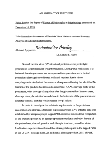 Peiyu Lee for the degree of Doctor of Philosophy in... Title: Proteolytic Maturation of Vaccinia Virus Virion-Associated Proteins: