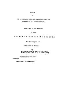 Redacted for Privacy OREGON AGRICULTURAL COLLEGE THE SOuiCE AND CHEMICAL CHARACTERISTICS OF