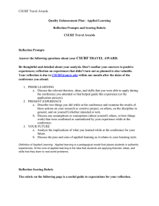 CSURF Travel Awards Quality Enhancement Plan:  Applied Learning