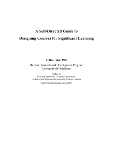 A Self-Directed Guide to Designing Courses for Significant Learning
