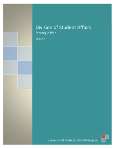 Division of Student Affairs 2012 Strategic Plan University of North Carolina Wilmington
