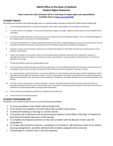 UNCW Office of the Dean of Students Student Rights Statement STUDENT RIGHTS