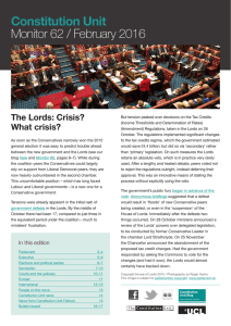 Constitution Unit Monitor 62 / February 2016 The Lords: Crisis? What crisis?
