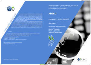 AHELO ASSESSMENT OF HIGHER EDUCATION LEARNING OUTCOMES