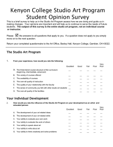 Kenyon College Studio Art Program Student Opinion Survey