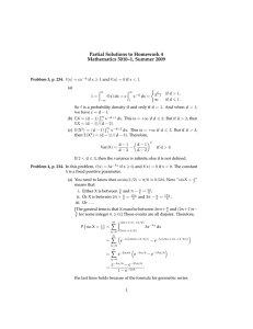 Partial Solutions to Homework 4 Mathematics 5010–1, Summer 2009