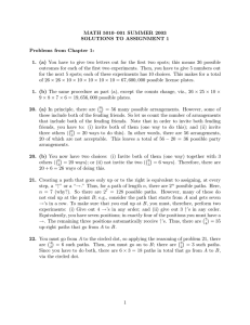 MATH 5010–001 SUMMER 2003 SOLUTIONS TO ASSIGNMENT 1 Problems from Chapter 1:
