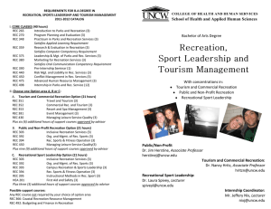 REQUIREMENTS FOR B.A DEGREE IN RECREATION, SPORTS LEADERSHIP AND TOURISM MANAGEMENT