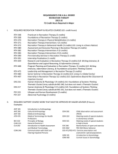 REQURIEMENTS FOR A B.A. DEGREE RECREATION THERAPY 2015-16