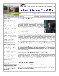 School of Nursing Newsletter Greetings from the Director