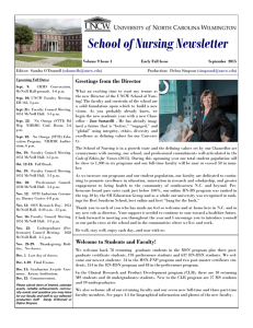 School of Nursing Newsletter Greetings from the Director