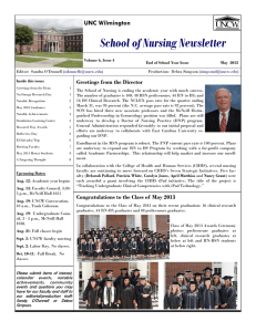 School of Nursing Newsletter UNC Wilmington Greetings from the Director