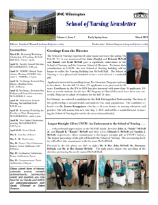 School of Nursing Newsletter UNC Wilmington Greetings from the Director