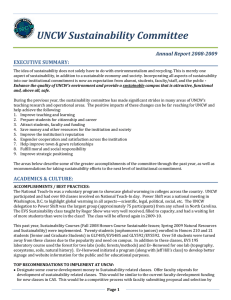 UNCW Sustainability Committee Annual Report 2008-2009 EXECUTIVE SUMMARY: