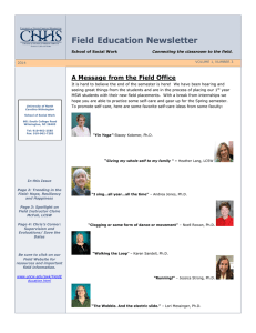 Field Education Newsletter A Message from the Field Office