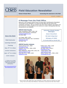 Field Education Newsletter A Message from the Field Office