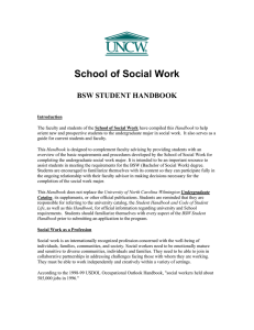 School of Social Work BSW STUDENT HANDBOOK