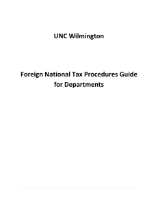 UNC Wilmington Foreign National Tax Procedures Guide for Departments