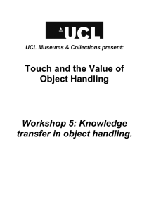 Touch and the Value of Object Handling Workshop 5: Knowledge