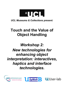 Touch and the Value of Object Handling Workshop 2: