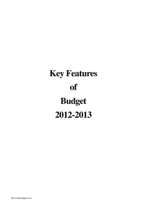 Key Features of Budget 2012-2013