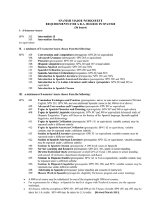 SPANISH MAJOR WORKSHEET REQUIREMENTS FOR A B.A. DEGREE IN SPANISH (36 hours)