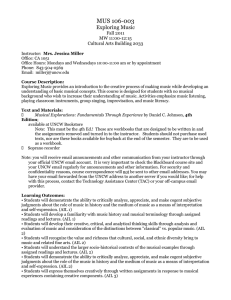 MUS 106-003 Exploring Music Fall 2011 MW 11:00-12:15
