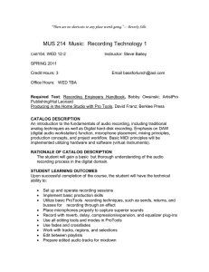 MUS 214  Music:  Recording Technology 1