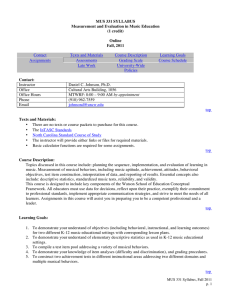 MUS 331 SYLLABUS Measurement and Evaluation in Music Education (1 credit)