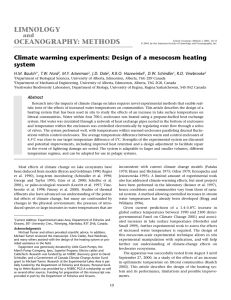 Climate warming experiments: Design of a mesocosm heating system H.M. Baulch