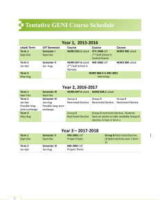 Tentative GENI Course Schedule  Year 1,  2015-2016 Year 2, 2016-2017