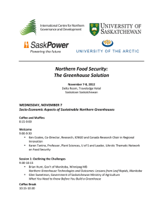 Northern Food Security:  The Greenhouse Solution    WEDNESDAY, NOVEMBER 7 
