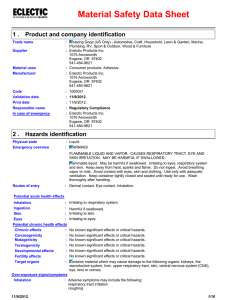 Material Safety Data Sheet Product and company identification 1 .