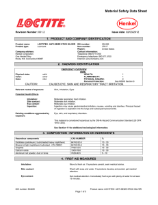 Material Safety Data Sheet  1.  PRODUCT AND COMPANY IDENTIFICATION Revision Number: