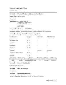 Material Safety Data Sheet Section 1. Chemical Product and Company Identification