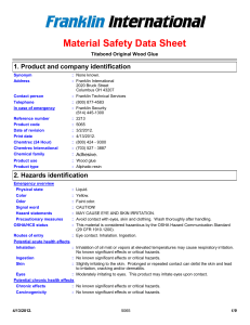 Material Safety Data Sheet 1. Product and company identification