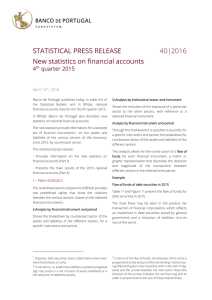 STATISTICAL PRESS RELEASE 40|2016 New statistics on financial accounts