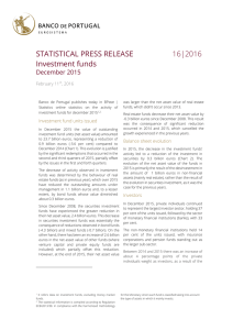 STATISTICAL PRESS RELEASE  16|2016 Investment funds