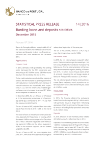 STATISTICAL PRESS RELEASE  14|2016 Banking loans and deposits statistics