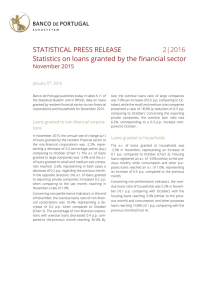 STATISTICAL PRESS RELEASE 2|2016 Statistics on loans granted by the financial sector